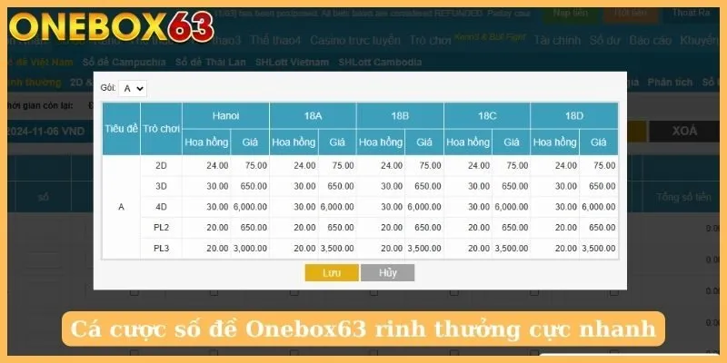 Cá cược số đề Onebox63 rinh thưởng cực nhanh