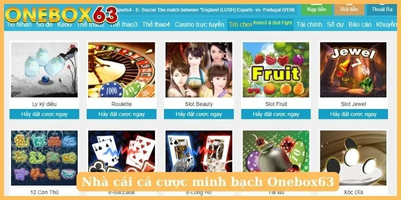 Nhà cái cá cược minh bạch Onebox63