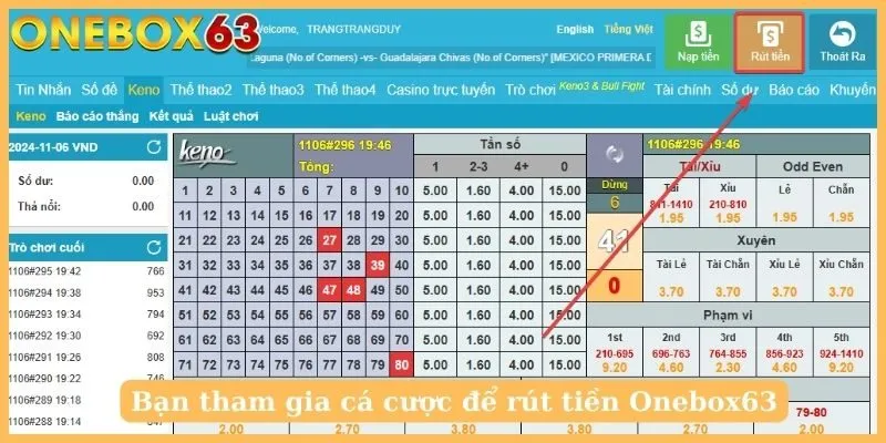 Bạn tham gia cá cược để rút tiền Onebox63